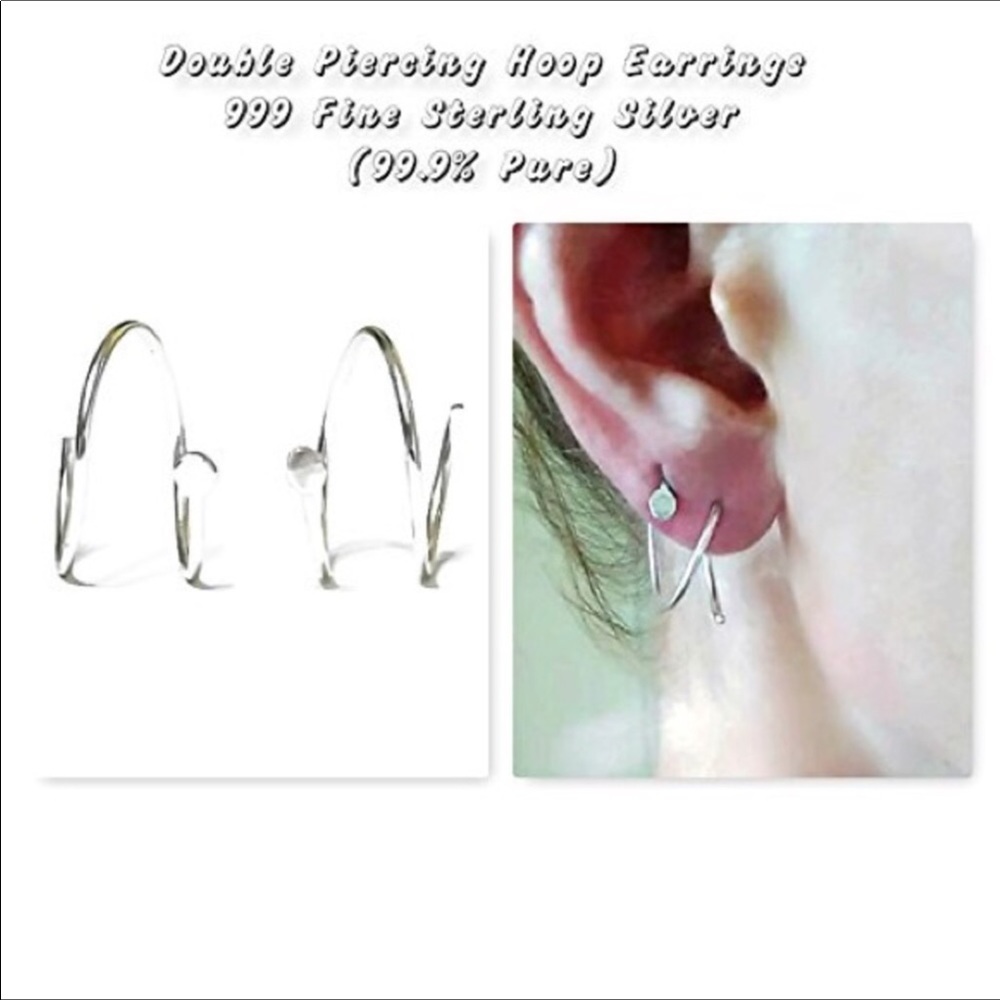 3 x 2 hole/double piercing dot lobe hoops